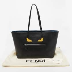Pre Owned Fendi Black/Blue Leather Monster Roll Tote