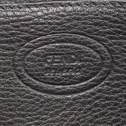 Pre Owned Fendi Dark Brown/Red Selleria Leather Flap Clutch
