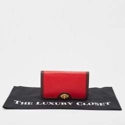 Pre Owned Fendi Dark Brown/Red Selleria Leather Flap Clutch