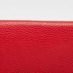 Pre Owned Fendi Dark Brown/Red Selleria Leather Flap Clutch