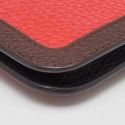 Pre Owned Fendi Dark Brown/Red Selleria Leather Flap Clutch