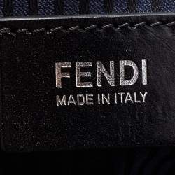 Pre Owned Fendi Navy Blue Patent, Leather and Calfhair Large Studded 2jours Tote