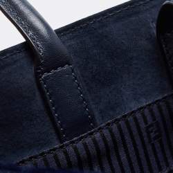 Pre Owned Fendi Navy Blue Patent, Leather and Calfhair Large Studded 2jours Tote