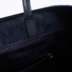 Pre Owned Fendi Navy Blue Patent, Leather and Calfhair Large Studded 2jours Tote