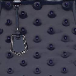 Pre Owned Fendi Navy Blue Patent, Leather and Calfhair Large Studded 2jours Tote