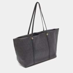 Pre Owned Fendi Black Zuchinno Coated Canvas and Leather Roll Tote