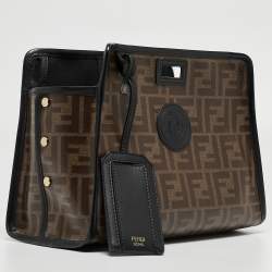 Pre Owned Fendi Brown/Black Zucca Coated Canvas Peekaboo Defender Cover