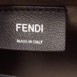 Pre Owned Fendi Brown/Black Zucca Embossed Leather and Wicker Small Runaway Shopper Tote