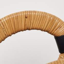 Pre Owned Fendi Brown/Black Zucca Embossed Leather and Wicker Small Runaway Shopper Tote