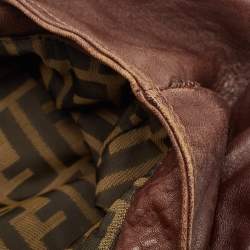 Pre Owned Fendi Brown Pebbled Leather Spy Bag