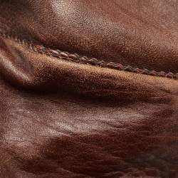 Pre Owned Fendi Brown Pebbled Leather Spy Bag