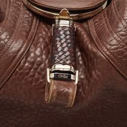 Pre Owned Fendi Brown Pebbled Leather Spy Bag