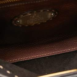 Pre Owned Fendi Dark Brown Leather Small Peekaboo Top Handle Bag