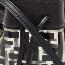 Pre Owned Fendi Black Zucca PVC and Leather Mini Mon Tresor Drawstring Bucket Bag