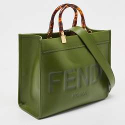 مملوكة مسبقًا Fendi Green Leather Medium Sunshine Tote