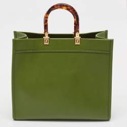 مملوكة مسبقًا Fendi Green Leather Medium Sunshine Tote