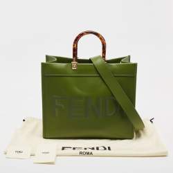 مملوكة مسبقًا Fendi Green Leather Medium Sunshine Tote