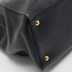 Pre Owned Fendi Black/Grey Stingray and Leather Large 2Jours Tote