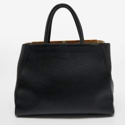 Pre Owned Fendi Black/Grey Stingray and Leather Large 2Jours Tote