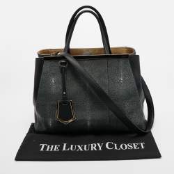 Pre Owned Fendi Black/Grey Stingray and Leather Large 2Jours Tote
