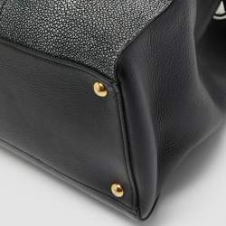 Pre Owned Fendi Black/Grey Stingray and Leather Large 2Jours Tote