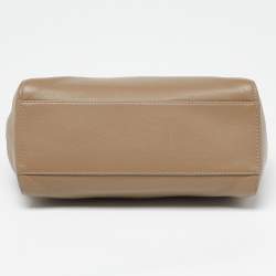 Pre Owned Fendi Beige Leather Mini Peekaboo Top Handle Bag