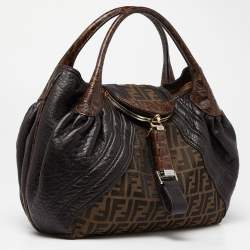 Pre Owned Fendi Tobacco Textured Leather Spy Bag
