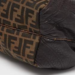 Pre Owned Fendi Tobacco Textured Leather Spy Bag