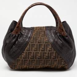 Pre Owned Fendi Tobacco Textured Leather Spy Bag