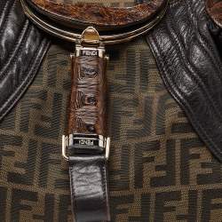 Pre Owned Fendi Tobacco Textured Leather Spy Bag