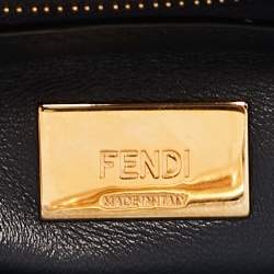 Pre Owned Fendi Multicolor Marble Print Leather Mini Peekaboo Top Handle Bag