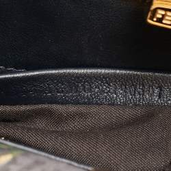 Pre Owned Fendi Multicolor Marble Print Leather Mini Peekaboo Top Handle Bag