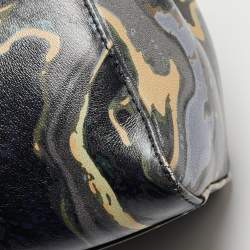 Pre Owned Fendi Multicolor Marble Print Leather Mini Peekaboo Top Handle Bag