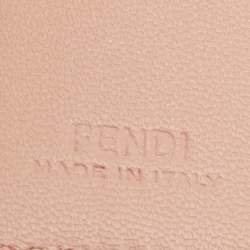 Pre Owned Fendi Pink FF Diagonal Embossed Leather Micro Baguette Trifold Wallet