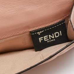 Pre Owned Fendi Pink FF Diagonal Embossed Leather Micro Baguette Trifold Wallet