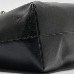 Pre Owned Fendi Black/Pink Leather Medium Flowerland Roll Tote