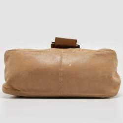 Pre Owned Fendi Beige Shimmer Nubuck Leather Mama Forever Shoulder Bag