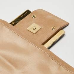Pre Owned Fendi Beige Shimmer Nubuck Leather Mama Forever Shoulder Bag