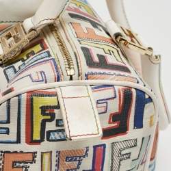 Pre Owned Fendi Multicolor Zucchino Coated Canvas and Leather Small Forever Bauletto Bag