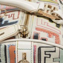 Pre Owned Fendi Multicolor Zucchino Coated Canvas and Leather Small Forever Bauletto Bag