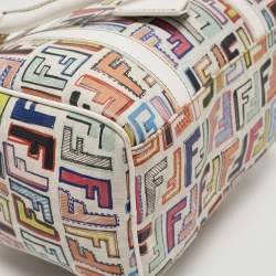 Pre Owned Fendi Multicolor Zucchino Coated Canvas and Leather Small Forever Bauletto Bag