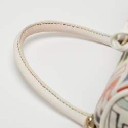 Pre Owned Fendi Multicolor Zucchino Coated Canvas and Leather Small Forever Bauletto Bag