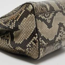 Pre Owned Fendi Beige/Black Python Mini Peekaboo Top Handle Bag