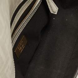 Fendi White FF Glazed Coated Canvas and Leather Inlay Baguette Shoulder Bag
