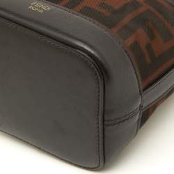 Pre Owned Fendi Tobacco Zucca  Mesh and Leather Mini Mon Tresor Bucket Bag