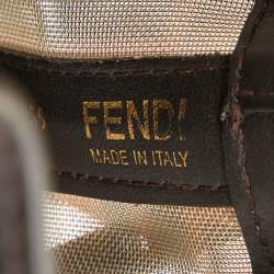 Pre Owned Fendi Tobacco Zucca  Mesh and Leather Mini Mon Tresor Bucket Bag