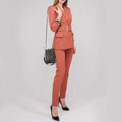 Pre Owned Fendi Tobacco Zucca  Mesh and Leather Mini Mon Tresor Bucket Bag