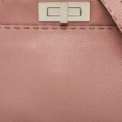 Pre Owned Fendi Old Rose Leather Medium Peekaboo Top Handle Bag