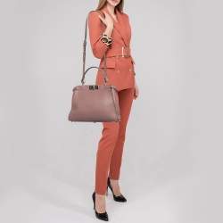 Pre Owned Fendi Old Rose Leather Medium Peekaboo Top Handle Bag