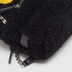 Fendi Black Shearling and Leather Monster Backpack